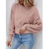 ZESICA Women’s 2026 Spring Long Sleeve Crew Neck Solid Color Cable Knit Chunky Casual Oversized Pullover Sweater Tops(Greypink)