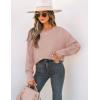 ZESICA Women’s 2026 Spring Long Sleeve Crew Neck Solid Color Cable Knit Chunky Casual Oversized Pullover Sweater Tops(Greypink)