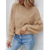 ZESICA Women’s 2026 Spring Long Sleeve Crew Neck Solid Color Cable Knit Chunky Casual Oversized Pullover Sweater Tops(Khaki)