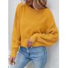 ZESICA Women’s 2026 Spring Long Sleeve Crew Neck Solid Color Cable Knit Chunky Casual Oversized Pullover Sweater Tops(Mustard)