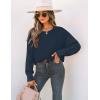 ZESICA Women’s 2026 Spring Long Sleeve Crew Neck Solid Color Cable Knit Chunky Casual Oversized Pullover Sweater Tops(Navy)