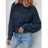 ZESICA Women’s 2026 Spring Long Sleeve Crew Neck Solid Color Cable Knit Chunky Casual Oversized Pullover Sweater Tops(Navy)