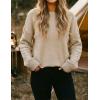 ZESICA Women’s 2026 Spring Long Sleeve Crew Neck Solid Color Cable Knit Chunky Casual Oversized Pullover Sweater Tops(Oatmeal)