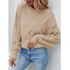 ZESICA Women’s 2026 Spring Long Sleeve Crew Neck Solid Color Cable Knit Chunky Casual Oversized Pullover Sweater Tops(Oatmeal)