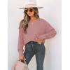 ZESICA Women’s 2026 Spring Long Sleeve Crew Neck Solid Color Cable Knit Chunky Casual Oversized Pullover Sweater Tops(Purple)
