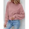 ZESICA Women’s 2026 Spring Long Sleeve Crew Neck Solid Color Cable Knit Chunky Casual Oversized Pullover Sweater Tops(Purple)