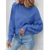 ZESICA Women’s 2026 Spring Long Sleeve Crew Neck Solid Color Cable Knit Chunky Casual Oversized Pullover Sweater Tops(Royalblue)