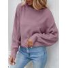 ZESICA Women’s 2026 Spring Long Sleeve Crew Neck Solid Color Cable Knit Chunky Casual Oversized Pullover Sweater Tops(Taro)