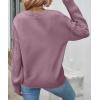 ZESICA Women’s 2026 Spring Long Sleeve Crew Neck Solid Color Cable Knit Chunky Casual Oversized Pullover Sweater Tops(Taro)