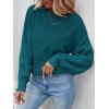 ZESICA Women’s 2026 Spring Long Sleeve Crew Neck Solid Color Cable Knit Chunky Casual Oversized Pullover Sweater Tops(Teal)