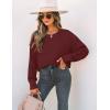 ZESICA Women’s 2026 Spring Long Sleeve Crew Neck Solid Color Cable Knit Chunky Casual Oversized Pullover Sweater Tops(Wine)