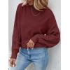 ZESICA Women’s 2026 Spring Long Sleeve Crew Neck Solid Color Cable Knit Chunky Casual Oversized Pullover Sweater Tops(Wine)