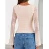 ZESICA Womens 2026 Spring Summer Lace Mesh Sleeve Tops Going Out Double Lined Slim Fit Asymmetrical Shirts Date Night Outfit(Beige)