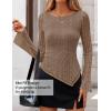 ZESICA Womens 2026 Spring Summer Lace Mesh Sleeve Tops Going Out Double Lined Slim Fit Asymmetrical Shirts Date Night Outfit(Khaki)
