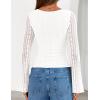 ZESICA Womens 2026 Spring Summer Lace Mesh Sleeve Tops Going Out Double Lined Slim Fit Asymmetrical Shirts Date Night Outfit(White)