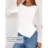 ZESICA Womens 2026 Spring Summer Lace Mesh Sleeve Tops Going Out Double Lined Slim Fit Asymmetrical Shirts Date Night Outfit(White)