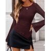 ZESICA Womens 2026 Spring Summer Lace Mesh Sleeve Tops Going Out Double Lined Slim Fit Asymmetrical Shirts Date Night Outfit(Wine)