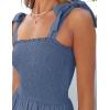 ZESICA Women’s 2026 Summer Boho Spaghetti Strap Square Neck Solid Color Ruffle A Line Beach Long Maxi Dress(Dustyblue)