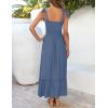 ZESICA Women’s 2026 Summer Boho Spaghetti Strap Square Neck Solid Color Ruffle A Line Beach Long Maxi Dress(Dustyblue)