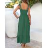 ZESICA Women’s 2026 Summer Boho Spaghetti Strap Square Neck Solid Color Ruffle A Line Beach Long Maxi Dress(Forestgreen)