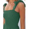 ZESICA Women’s 2026 Summer Boho Spaghetti Strap Square Neck Solid Color Ruffle A Line Beach Long Maxi Dress(Forestgreen)
