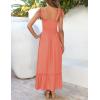 ZESICA Women’s 2026 Summer Boho Spaghetti Strap Square Neck Solid Color Ruffle A Line Beach Long Maxi Dress(Grapefruit)