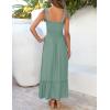 ZESICA Women’s 2026 Summer Boho Spaghetti Strap Square Neck Solid Color Ruffle A Line Beach Long Maxi Dress(Green)