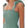 ZESICA Women’s 2026 Summer Boho Spaghetti Strap Square Neck Solid Color Ruffle A Line Beach Long Maxi Dress(Green)