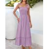 ZESICA Women’s 2026 Summer Boho Spaghetti Strap Square Neck Solid Color Ruffle A Line Beach Long Maxi Dress(Lavender)