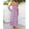 ZESICA Women’s 2026 Summer Boho Spaghetti Strap Square Neck Solid Color Ruffle A Line Beach Long Maxi Dress(Lavender)
