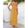 ZESICA Women’s 2026 Summer Boho Spaghetti Strap Square Neck Solid Color Ruffle A Line Beach Long Maxi Dress(Mustard)