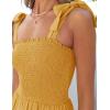 ZESICA Women’s 2026 Summer Boho Spaghetti Strap Square Neck Solid Color Ruffle A Line Beach Long Maxi Dress(Mustard)