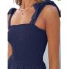 ZESICA Women’s 2026 Summer Boho Spaghetti Strap Square Neck Solid Color Ruffle A Line Beach Long Maxi Dress(Navy)