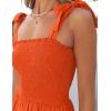 ZESICA Women’s 2026 Summer Boho Spaghetti Strap Square Neck Solid Color Ruffle A Line Beach Long Maxi Dress(Orange)