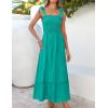 ZESICA Women’s 2026 Summer Boho Spaghetti Strap Square Neck Solid Color Ruffle A Line Beach Long Maxi Dress(Peacock)