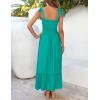 ZESICA Women’s 2026 Summer Boho Spaghetti Strap Square Neck Solid Color Ruffle A Line Beach Long Maxi Dress(Peacock)
