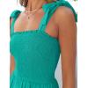 ZESICA Women’s 2026 Summer Boho Spaghetti Strap Square Neck Solid Color Ruffle A Line Beach Long Maxi Dress(Peacock)