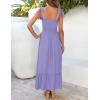ZESICA Women’s 2026 Summer Boho Spaghetti Strap Square Neck Solid Color Ruffle A Line Beach Long Maxi Dress(Purple)