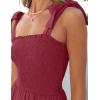 ZESICA Women’s 2026 Summer Boho Spaghetti Strap Square Neck Solid Color Ruffle A Line Beach Long Maxi Dress(Red)