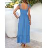 ZESICA Women’s 2026 Summer Boho Spaghetti Strap Square Neck Solid Color Ruffle A Line Beach Long Maxi Dress(Royalblue)