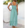 ZESICA Women’s 2026 Summer Boho Spaghetti Strap Square Neck Solid Color Ruffle A Line Beach Long Maxi Dress(Sage)