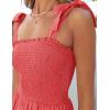 ZESICA Women’s 2026 Summer Boho Spaghetti Strap Square Neck Solid Color Ruffle A Line Beach Long Maxi Dress(Watermelon)