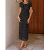 ZESICA Women’s 2026 Summer Floral Bodycon Dress Short Sleeve Ruched Mesh Wedding Guest Cocktail Party Midi Dresses(Black)