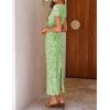 ZESICA Women’s 2026 Summer Floral Bodycon Dress Short Sleeve Ruched Mesh Wedding Guest Cocktail Party Midi Dresses(Green)