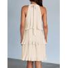 ZESICA Women’s 2026 Summer Halter Dresses Sleeveless Ruffle Tiered Layered Chiffon Pleated A Line Swing Mini Dress(Apricot)