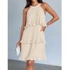 ZESICA Women’s 2026 Summer Halter Dresses Sleeveless Ruffle Tiered Layered Chiffon Pleated A Line Swing Mini Dress(Apricot)