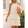 ZESICA Women’s 2026 Summer Halter Dresses Sleeveless Ruffle Tiered Layered Chiffon Pleated A Line Swing Mini Dress(Apricot)