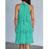 ZESICA Women’s 2026 Summer Halter Dresses Sleeveless Ruffle Tiered Layered Chiffon Pleated A Line Swing Mini Dress(Aqua)