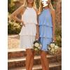 ZESICA Women’s 2026 Summer Halter Dresses Sleeveless Ruffle Tiered Layered Chiffon Pleated A Line Swing Mini Dress(Light Blue)