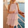 ZESICA Women’s 2026 Summer Halter Dresses Sleeveless Ruffle Tiered Layered Chiffon Pleated A Line Swing Mini Dress(Pink)